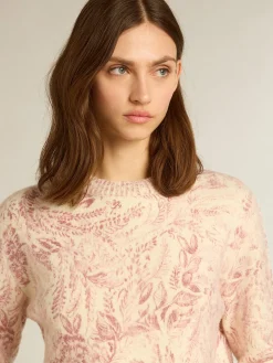 Shop Golden Goose Pulôver de gola redonda feminino de lã com estampa toile de jouy all over Coleção Journey