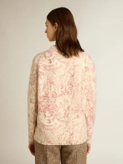 Shop Golden Goose Pulôver de gola redonda feminino de lã com estampa toile de jouy all over Coleção Journey
