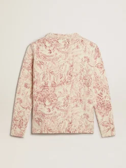 Shop Golden Goose Pulôver de gola redonda feminino de lã com estampa toile de jouy all over Coleção Journey