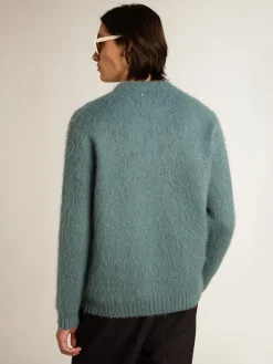 Outlet Golden Goose Pulôver de mohair azul pálido Coleção Journey