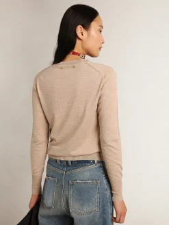 Cheap Golden Goose Pulôver feminino de lã merino marrom-claro Cor: marrom claro