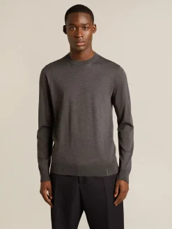 Cheap Golden Goose Pulôver masculino de gola redonda de lã cinza mescla escura Cor: cinza mescla escura