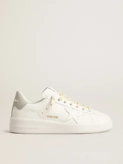 Clearance Golden Goose Purestar com estrela branca e talão de couro cinza Cor: branco