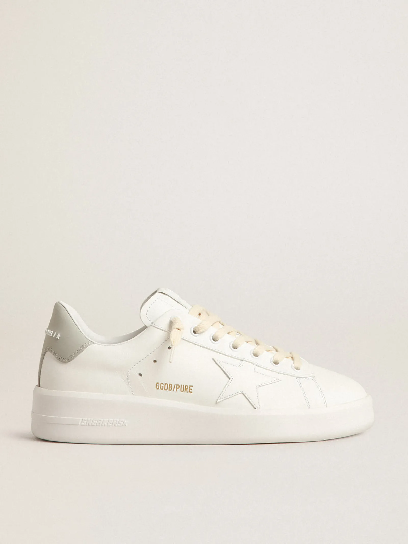 Clearance Golden Goose Purestar com estrela branca e talão de couro cinza Cor: branco