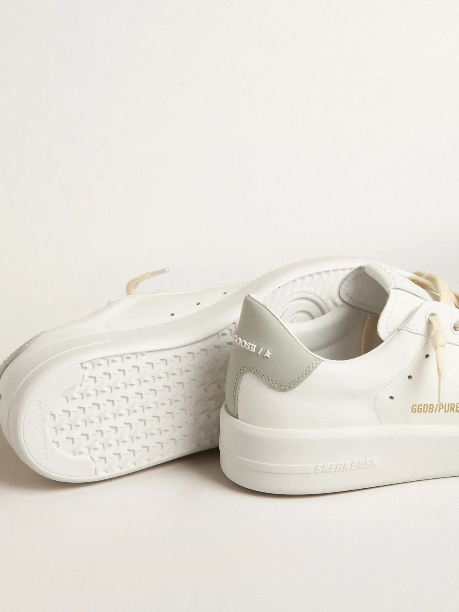 Clearance Golden Goose Purestar com estrela branca e talão de couro cinza Cor: branco