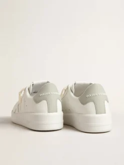 Clearance Golden Goose Purestar com estrela branca e talão de couro cinza Cor: branco