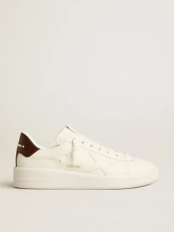 Flash Sale Golden Goose Purestar com estrela branca e talão com estampa de lagarto bordô Cor: branco óptico