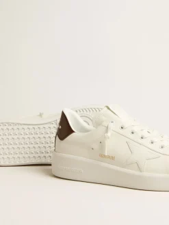 Flash Sale Golden Goose Purestar com estrela branca e talão com estampa de lagarto bordô Cor: branco óptico