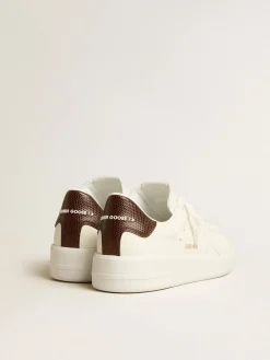 Flash Sale Golden Goose Purestar com estrela branca e talão com estampa de lagarto bordô Cor: branco óptico