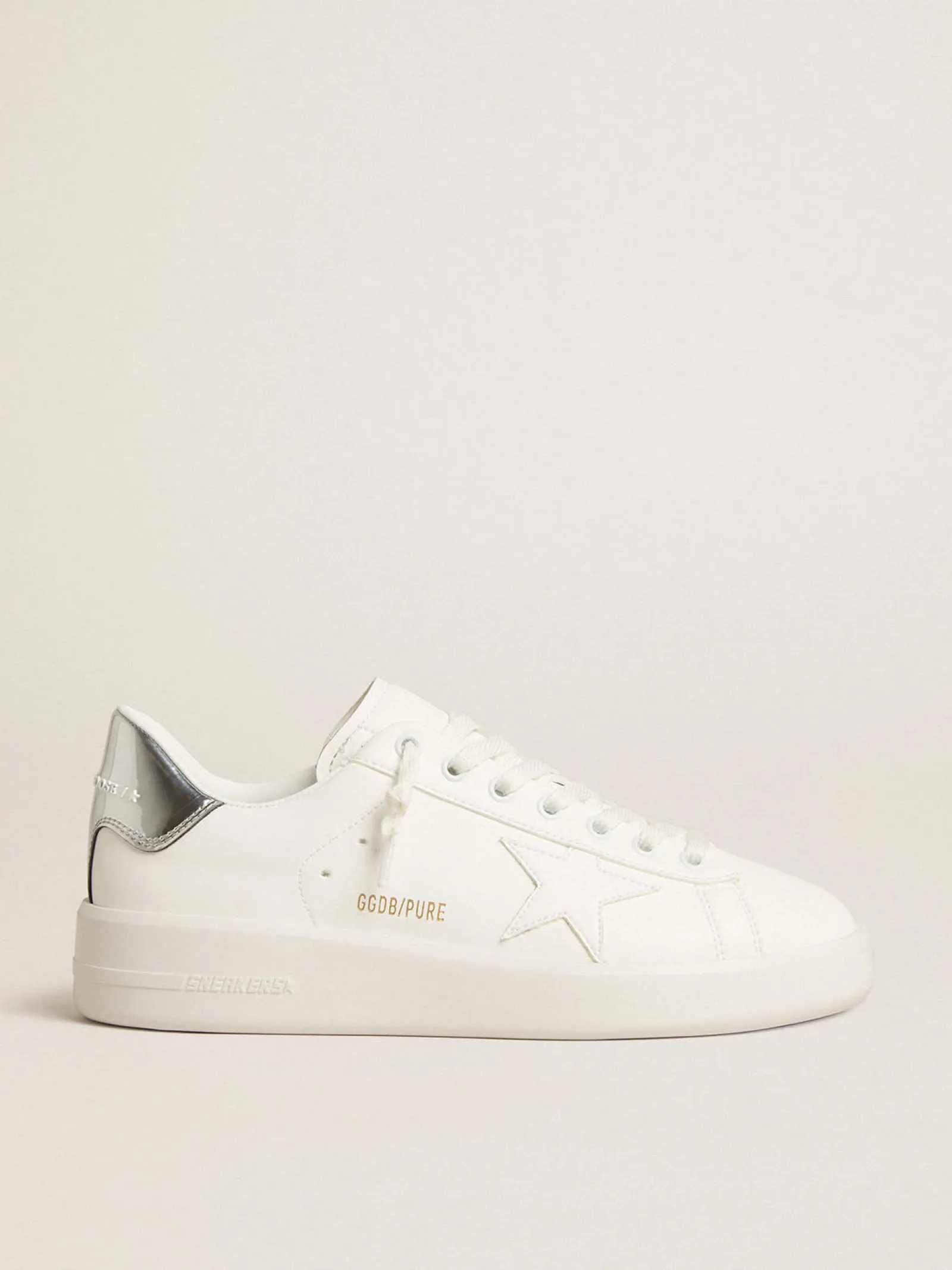 Flash Sale Golden Goose Purestar Feminino de base vegetal com estrela branca e talão espelhado Cabedal de base vegetal branco óptico