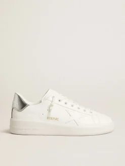 Flash Sale Golden Goose Purestar Feminino de base vegetal com estrela branca e talão espelhado Cabedal de base vegetal branco óptico