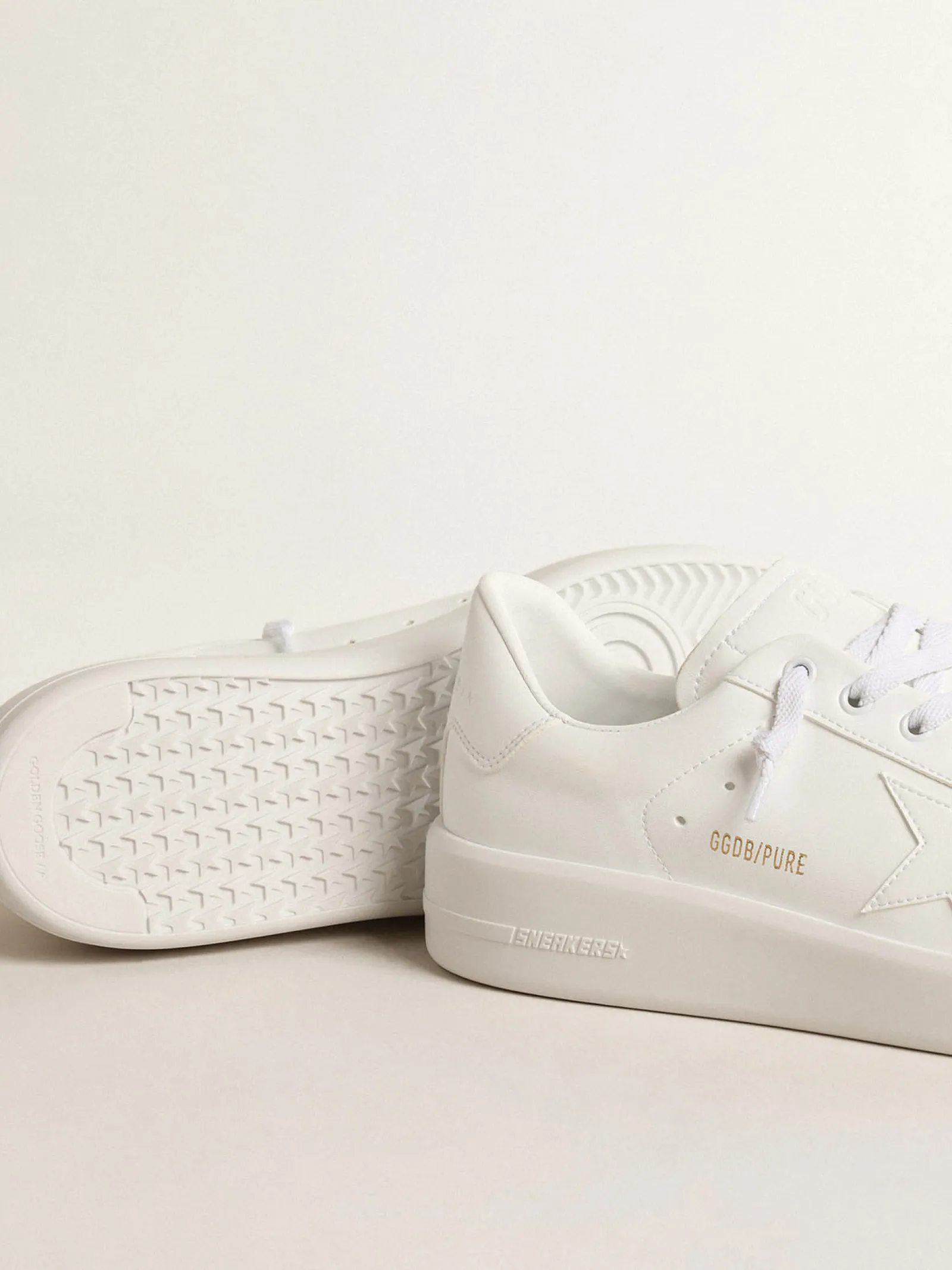 Outlet Golden Goose Purestar Masculino com base vegetal e estrela e talão brancos Tênis 100% vegano