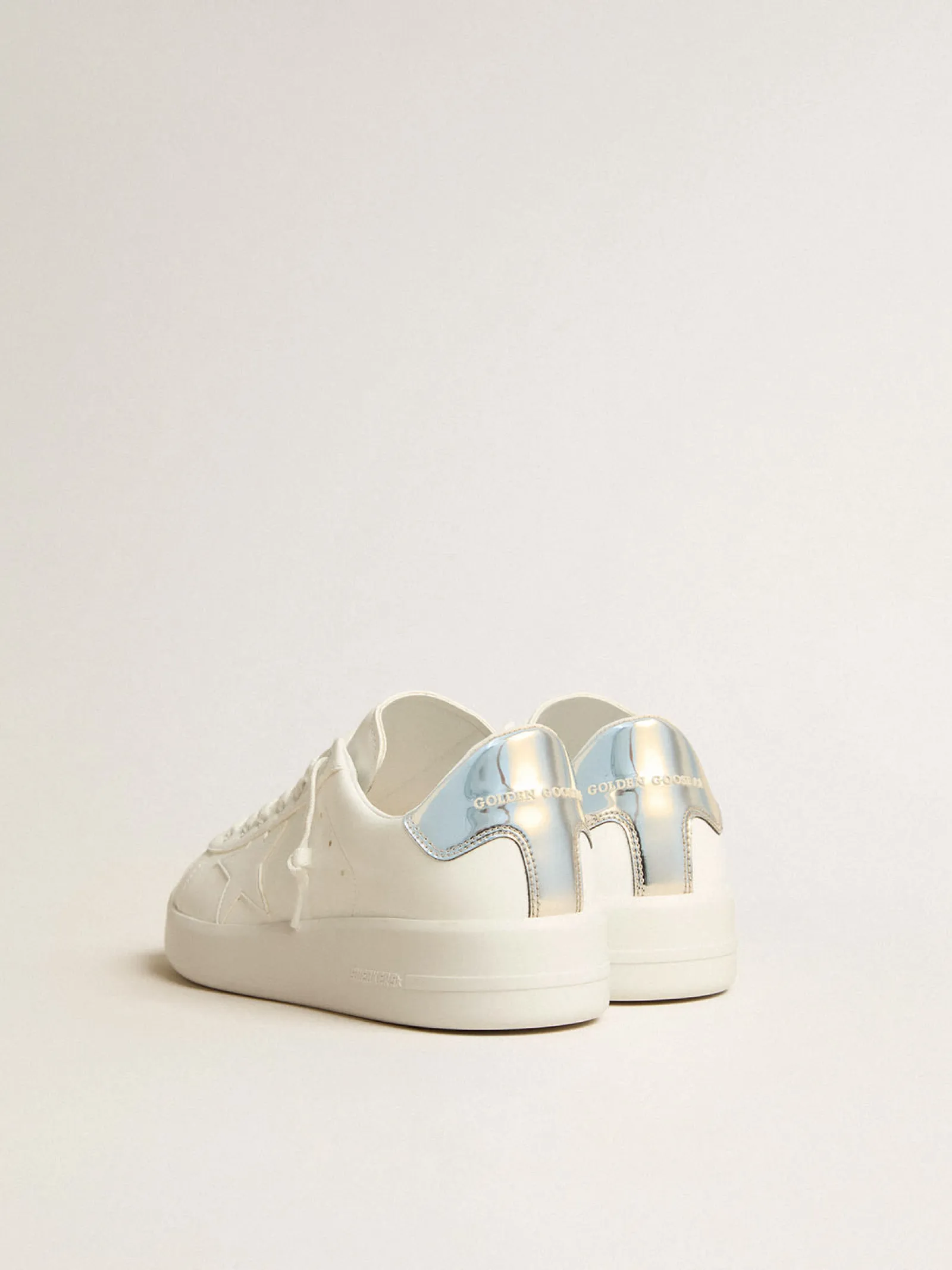 Shop Golden Goose Purestar Masculino de base vegetal com estrela branca e talão espelhado Cabedal de base vegetal branco óptico