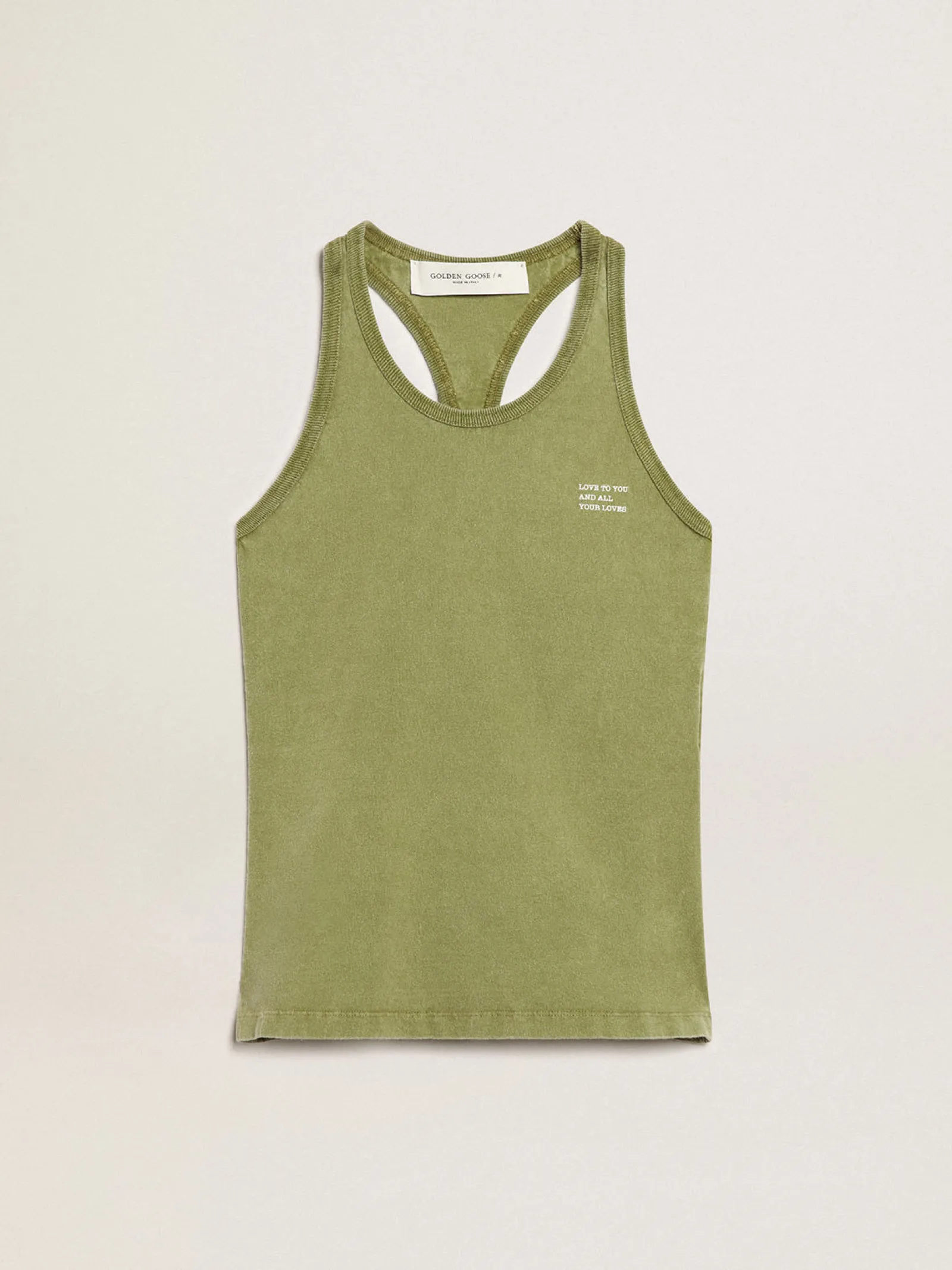 Best Golden Goose Regata cor de pesto com escrita branca na frente Cor: pesto