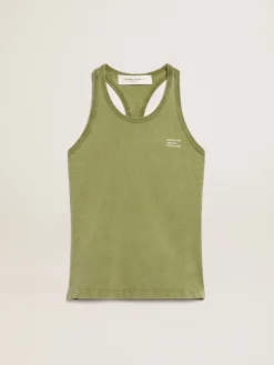Best Golden Goose Regata cor de pesto com escrita branca na frente Cor: pesto