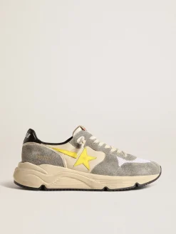 Online Golden Goose Running Sole de náilon bege e suede cinza com estrela amarela Cabedal de náilon délavé bege