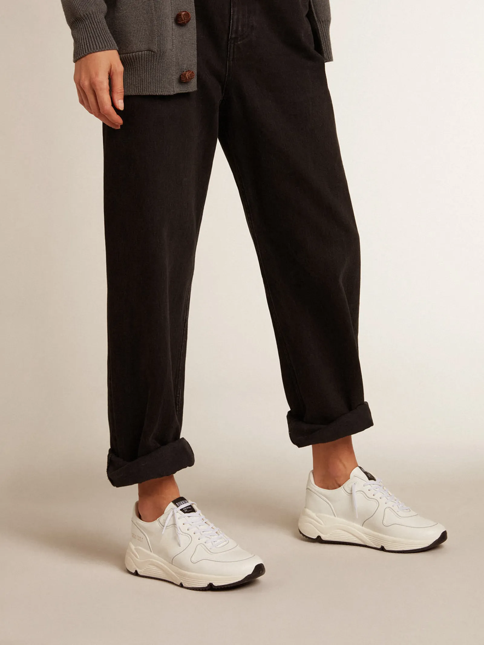 Sale Golden Goose Running Sole Feminino com base vegetal e estrela e talão brancos Tênis 100% vegano