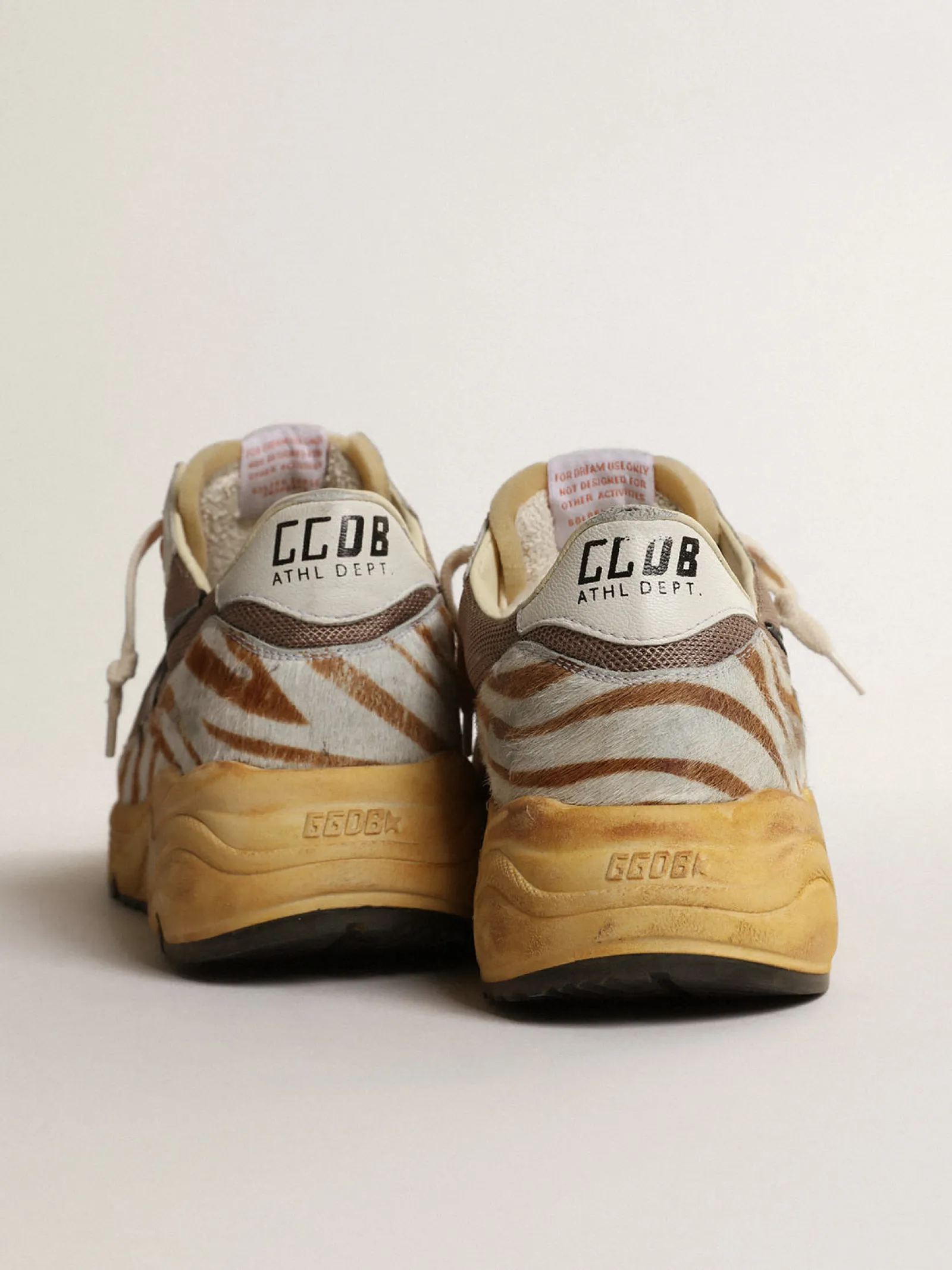 Clearance Golden Goose Running Sole LAB masculino de tecido marrom e couro cavalinho Cabedal em tecido marrom e cavalino zebrado branco e camelo