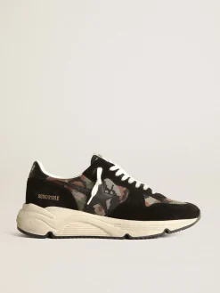 Best Sale Golden Goose Running Sole masculino de náilon ripstop com estampa camuflada Cabedal de náilon ripstop com estampa camuflada verde e bege