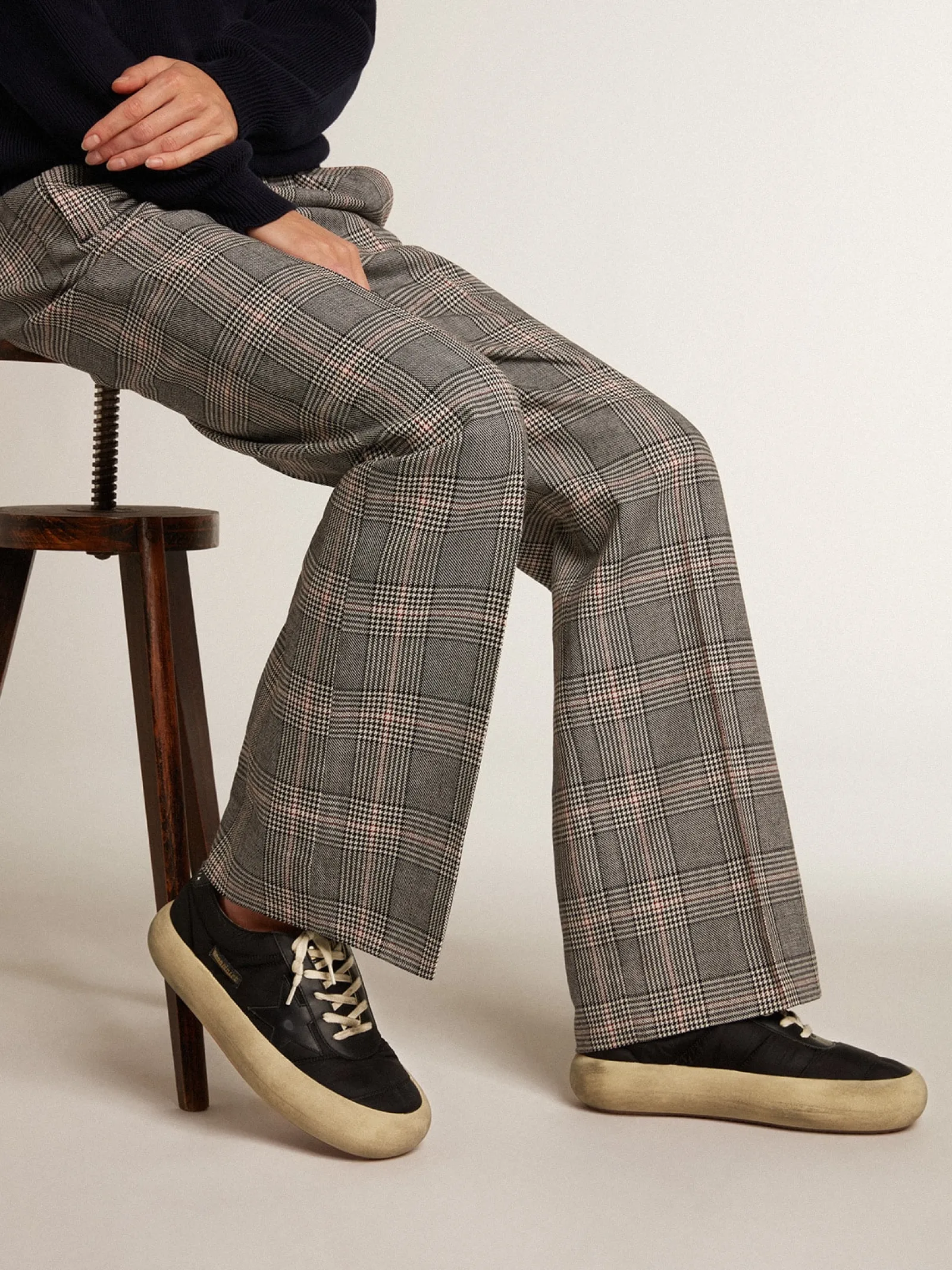 Online Golden Goose Sapato Space-Star de náilon preto com estrela e talão de couro preto Cabedal de náilon preto