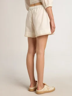 Fashion Golden Goose Short de algodão com bordado de pérolas Coleção Resort