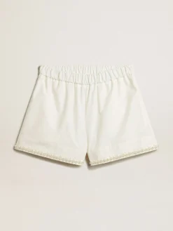 Fashion Golden Goose Short de algodão com bordado de pérolas Coleção Resort