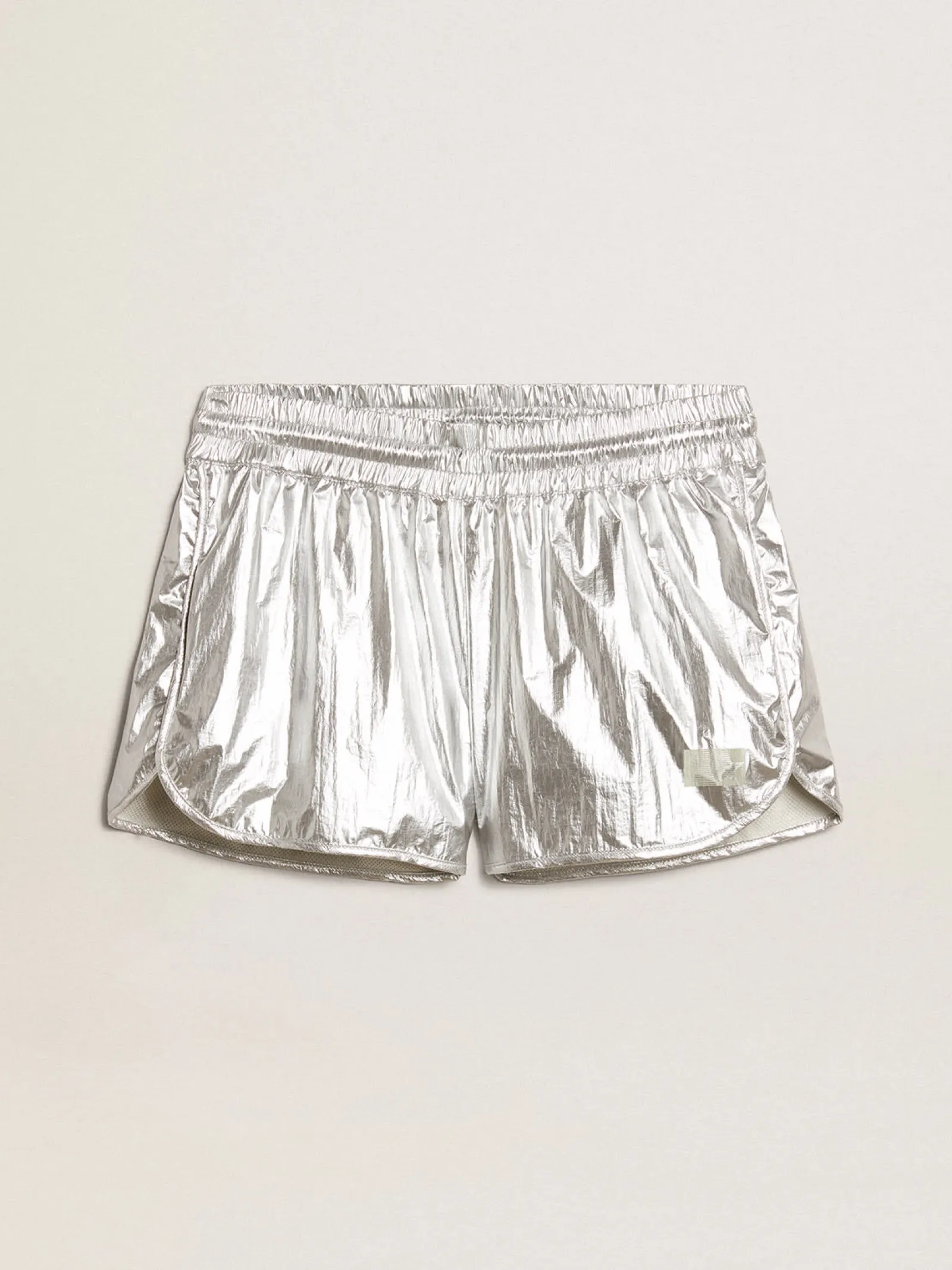 Best Sale Golden Goose Short de corrida feminino de tecido prateado Cor: prateado