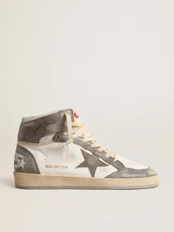Cheap Golden Goose Sky-Star de napa branca com inserções de couro cinza efeito délavé Cabedal de napa branca