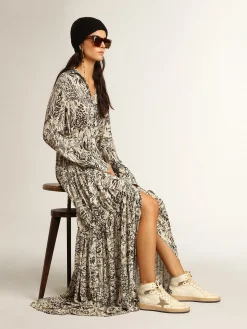 Discount Golden Goose Sky-Star Feminino de napa branca com estrela de suede havana-rosado Cabedal de napa branca de efeito amarelado