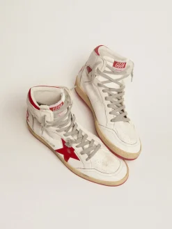 Online Golden Goose Sky-Star masculino com assinatura no tornozelo e inserções vermelhas Cor: branco