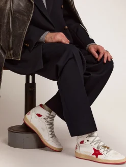 Online Golden Goose Sky-Star masculino com assinatura no tornozelo e inserções vermelhas Cor: branco