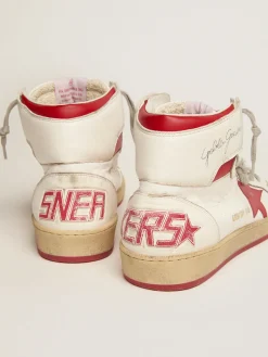 Online Golden Goose Sky-Star masculino com assinatura no tornozelo e inserções vermelhas Cor: branco