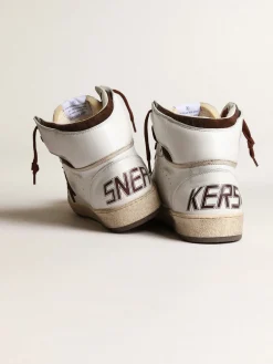 Best Sale Golden Goose Sky-Star Masculino de napa branca com estrela de suede chocolate Cabedal de napa branca