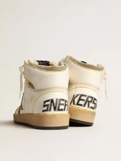 Store Golden Goose Sky-Star Masculino de napa branca com estrela de suede havana-rosado Cabedal de napa branca de efeito amarelado