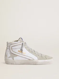 Online Golden Goose Slide masculino de couro com detalhes de suede Cabedal de couro de bezerro