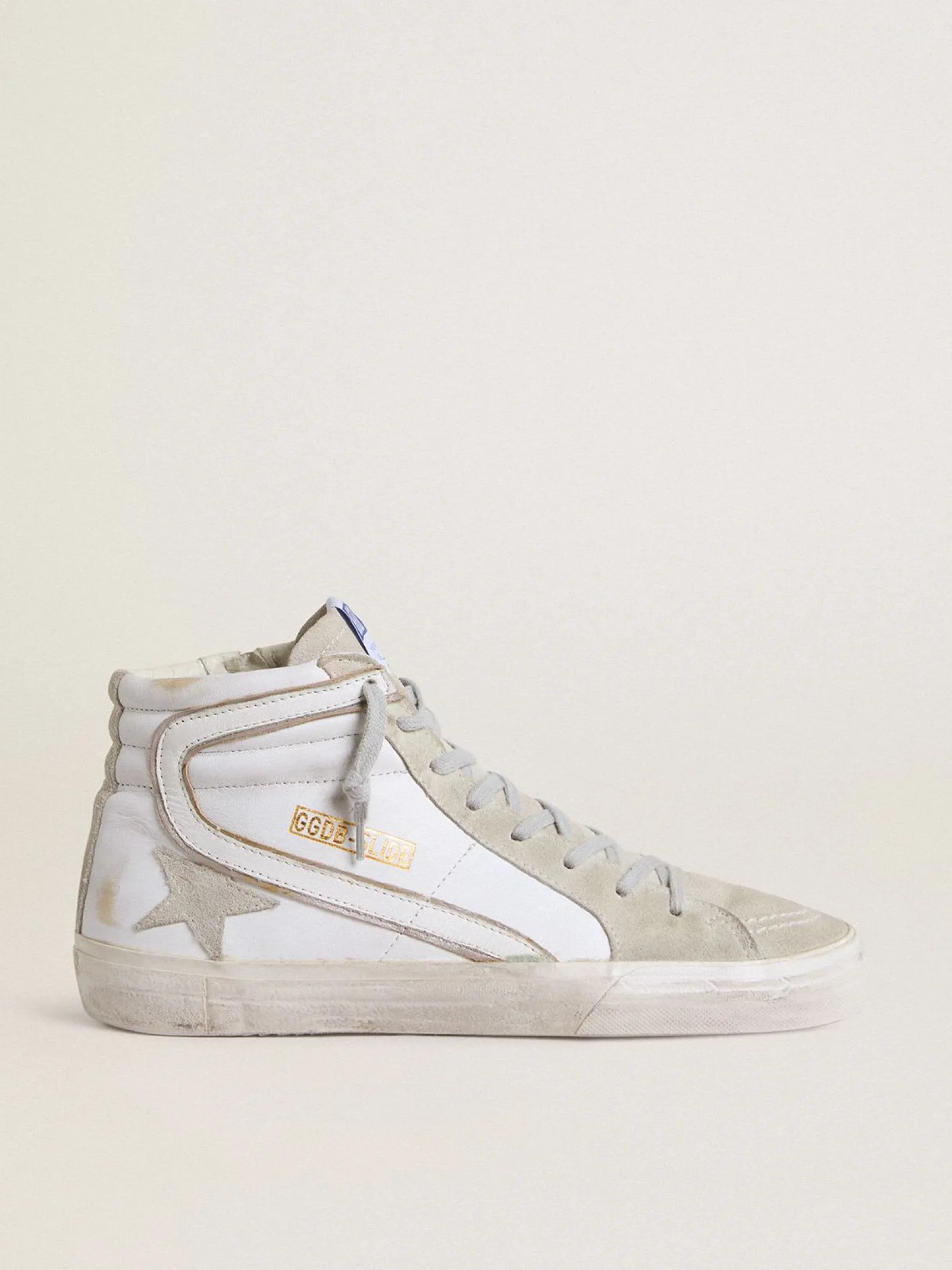 Online Golden Goose Slide masculino de couro com detalhes de suede Cabedal de couro de bezerro