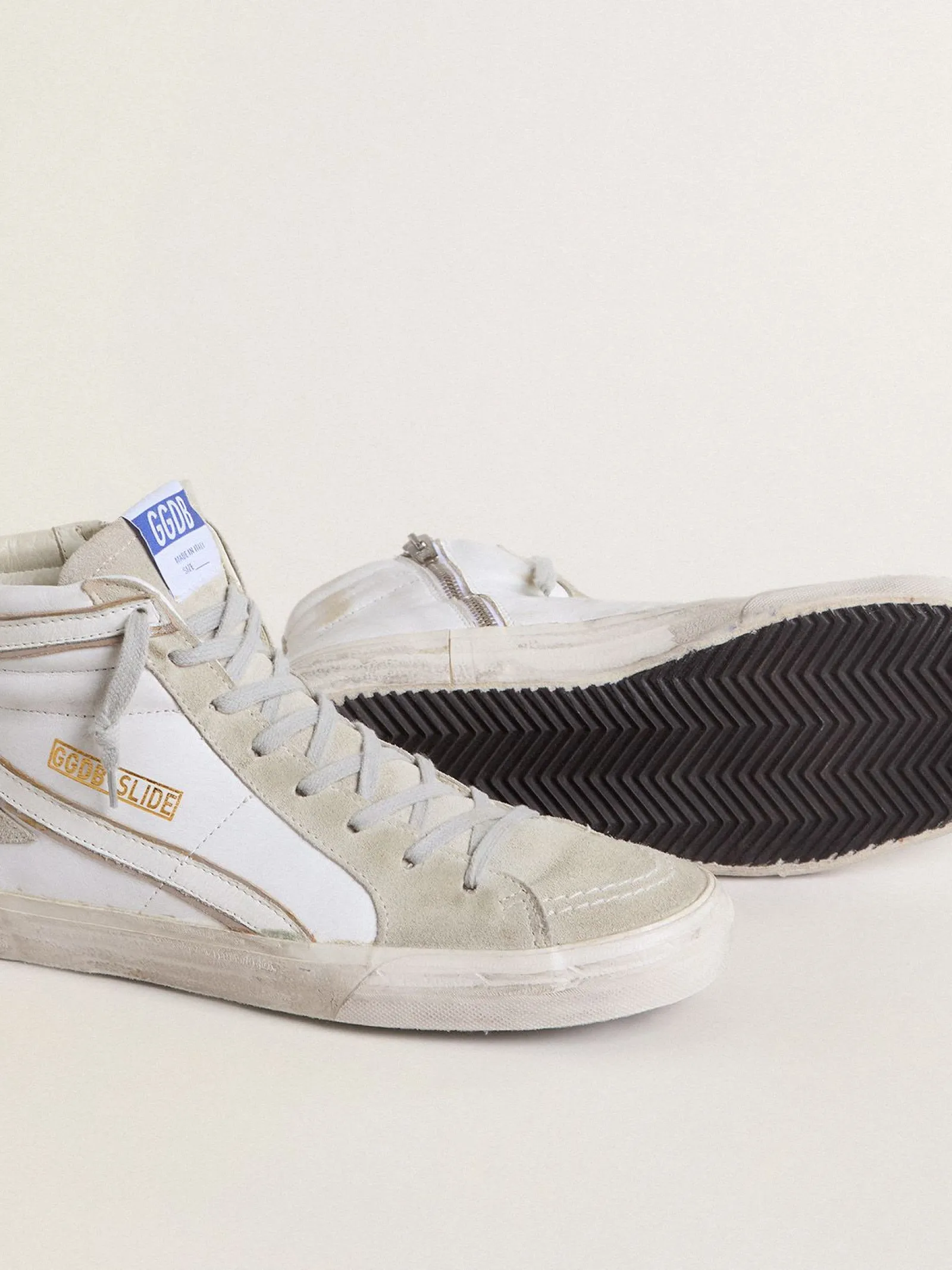 Online Golden Goose Slide masculino de couro com detalhes de suede Cabedal de couro de bezerro
