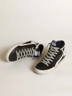 Flash Sale Golden Goose Slide masculino de denim azul-marinho com estrela e lista branca Cabedal de jeans azul-marinho