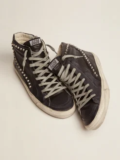 Store Golden Goose Slide masculino preto com tachas aplicadas Cabedal de couro de bezerro