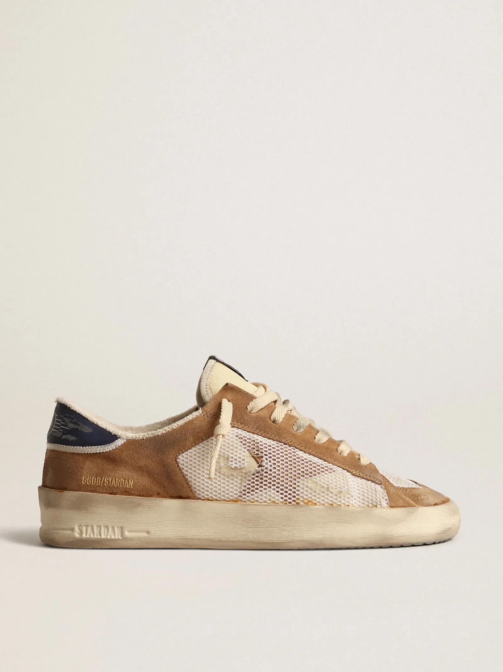 Flash Sale Golden Goose Stardan de náilon e tela bege com inserções de suede cor tabaco Cabedal de náilon desbotado e tela bege