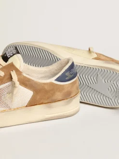 Flash Sale Golden Goose Stardan de náilon e tela bege com inserções de suede cor tabaco Cabedal de náilon desbotado e tela bege