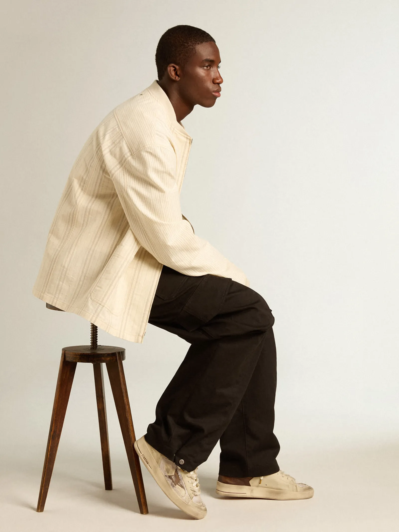 Outlet Golden Goose Stardan de nubuk e tela com estrela de couro com estampa de lagarto marrom Cabedal de nubuk branco sujo com inserções de tela branca