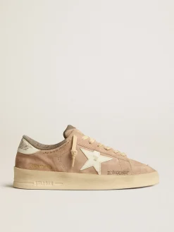 Store Golden Goose Stardan de suede rosa antigo com estrela e talão de couro branco Cabedal de suede na cor rosa antigo