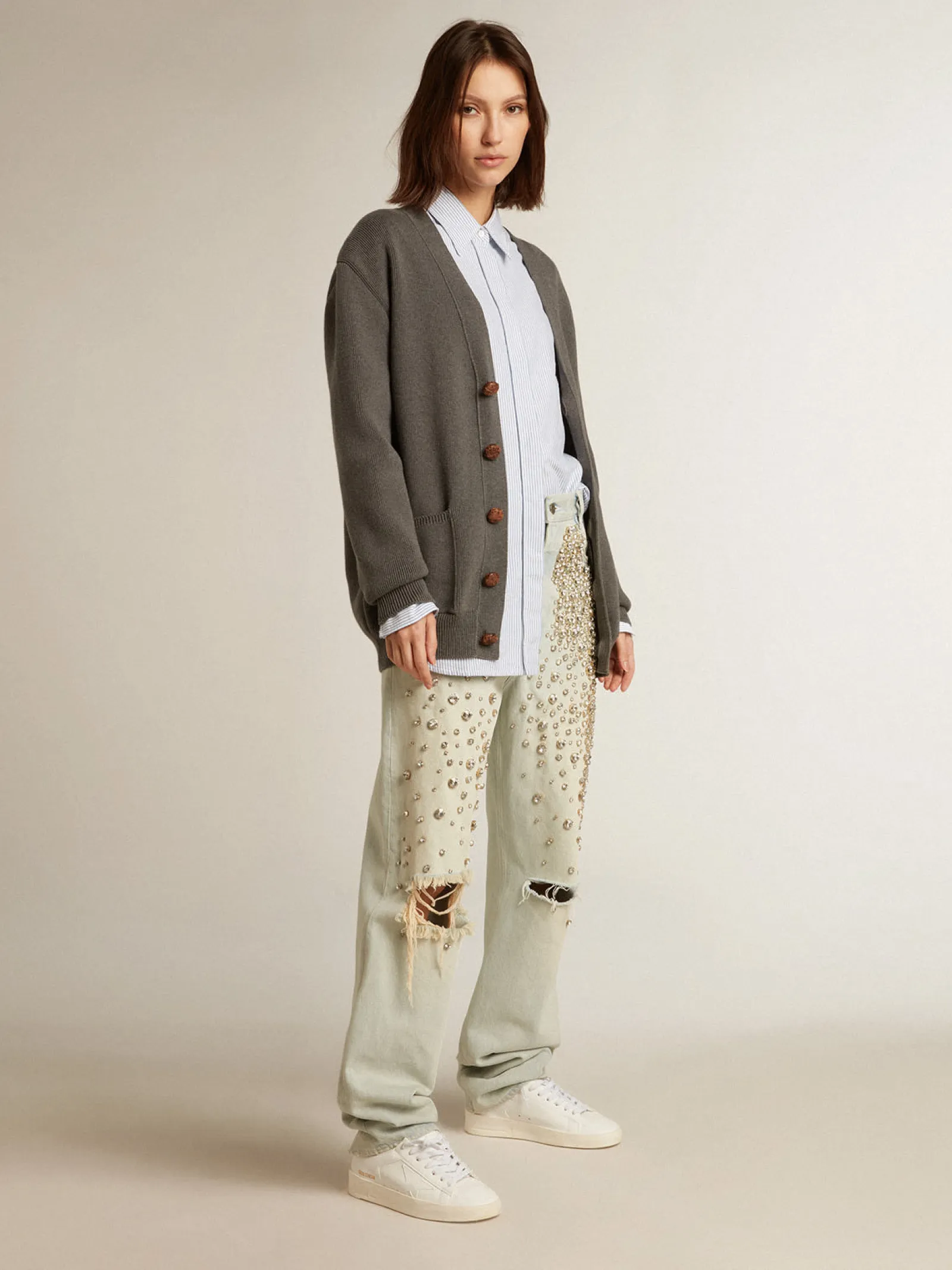 Store Golden Goose Stardan Feminino com base vegetal e estrela e talão brancos Tênis 100% vegano