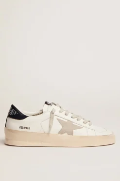 Online Golden Goose Stardan Feminino com estrela de suede gelo e talão preto Cor: branco