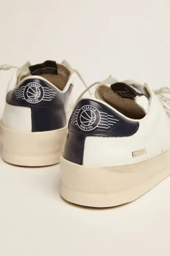Online Golden Goose Stardan Feminino com estrela de suede gelo e talão preto Cor: branco