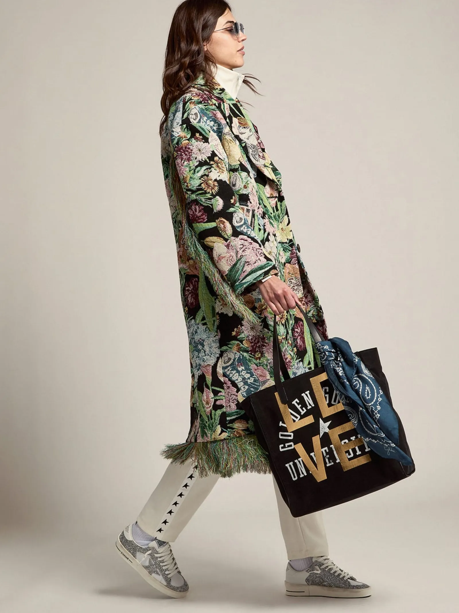 Cheap Golden Goose Stardan feminino de couro branco e glitter Cor: branco e prateada