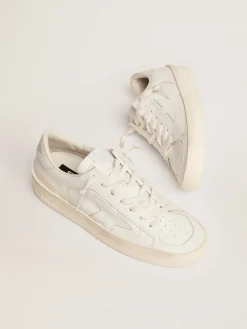 Best Sale Golden Goose Stardan feminino de couro branco Material principal: 100% couro bovino