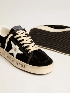 Best Sale Golden Goose Stardan Feminino de veludo preto Exclusivo HAUS of Dreamers