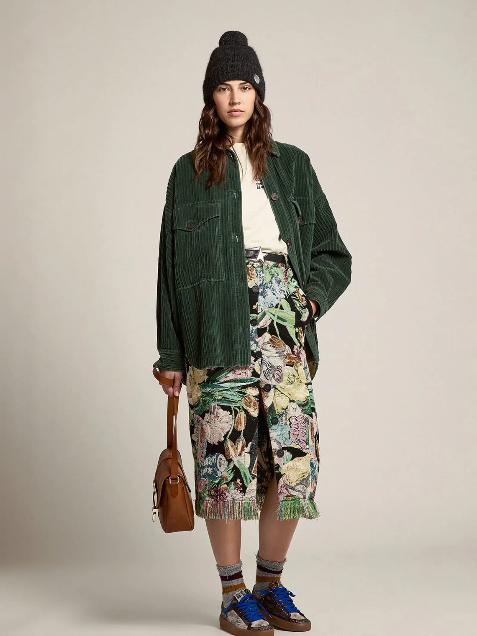 Fashion Golden Goose Stardan LAB feminino com cabedal de glitter marrom e estrela preta Cabedal de glitter marrom escuro e inserções de tela